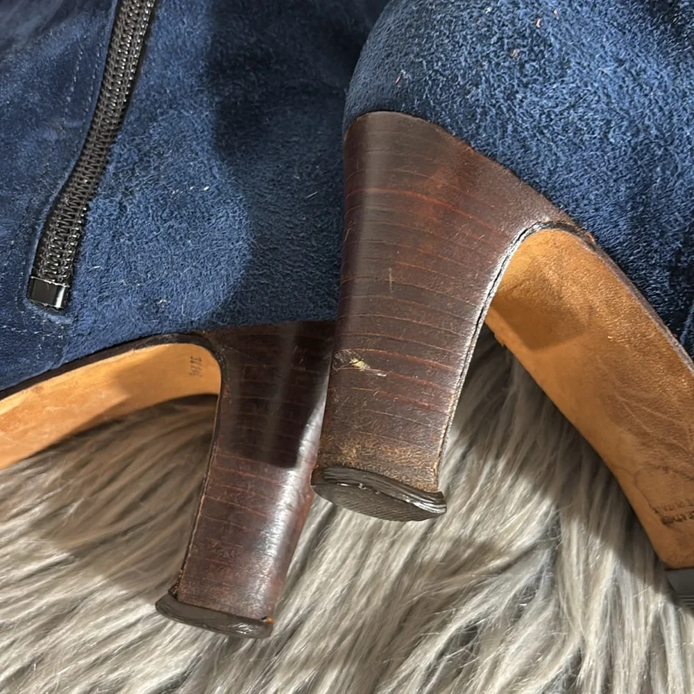 Vintage 70s Blue Suede Knee-High Women’s Boots